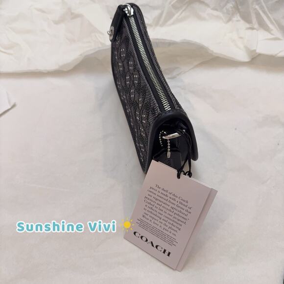 NWT Coach Swinger 20 Bag With Chain In Crystal Signature Jacquard CW568 Black - Picture 6 of 10